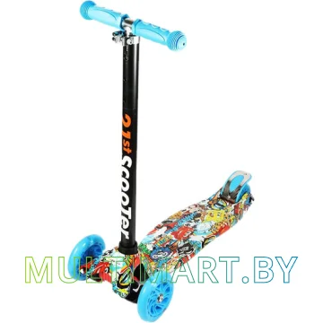 Самокат 21st Scooter Maxi BL 036Z синий, прозрачные колёса